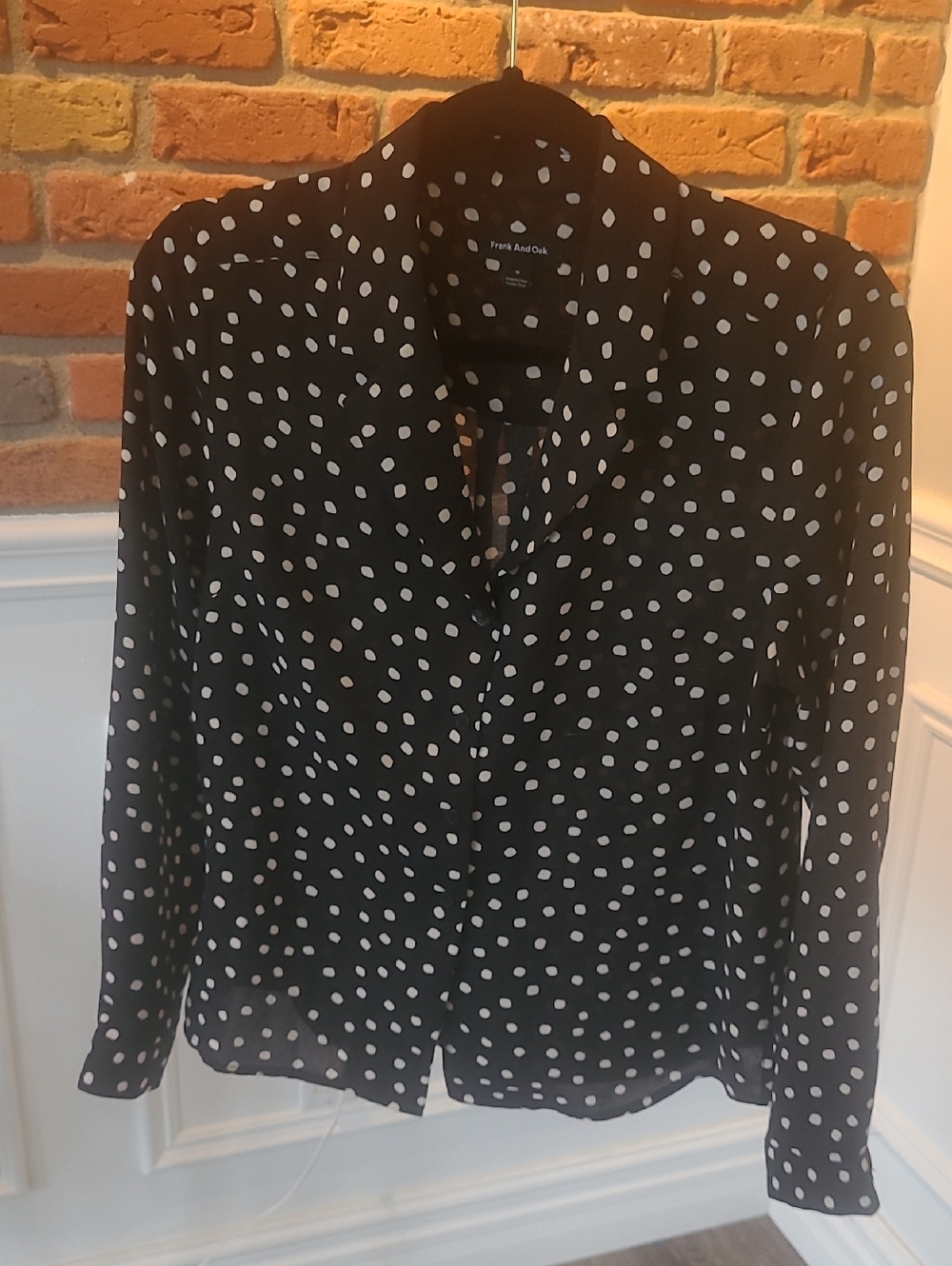 Frank & Oak Black and White Polka Dot Button-Down Shirt
